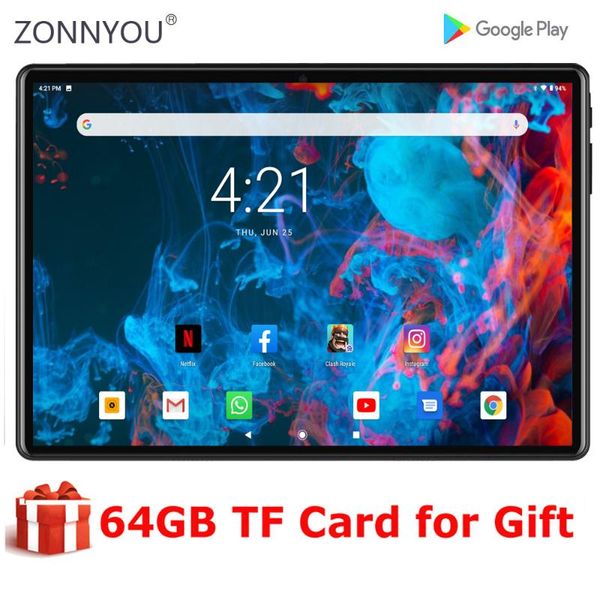 

2020 new 10.1 inch tablet pc quad core android 9.0 google play 3g wifi tablets gps 2.5d 1280x800 tempered glass tab 10.1