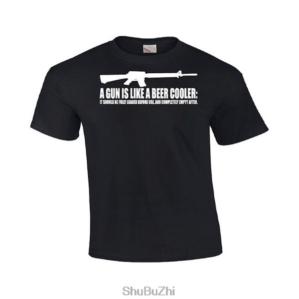 

new arrived summer cool o-neck men t shirt a gun is like a beer cooler mens funny t-shirt cotton fashion casual hip-hop tshirt