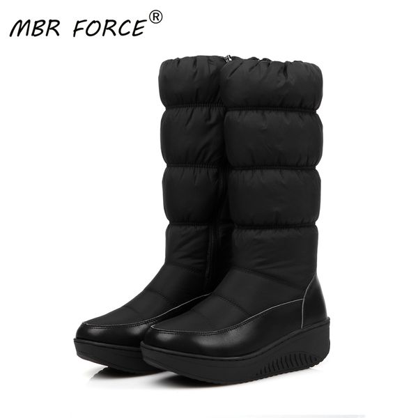 

mbr force new fashion warm snow boots ladies women platform waterproof winter zipper woman down boot female footwear botas mujer, Black