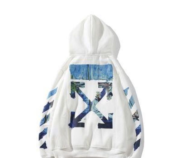 

new mens tide brand hoodies ow oil painting arrow hooded pullover sweater autumn and winter men and women loose casual5235, Black