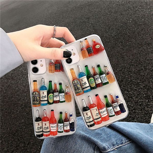 

for iphone 11pro max 7 8plus x xr xsmax phone case diy winebottle tpu qulity fashion phone cover for huawei p30 p40 pro mate30 mate20