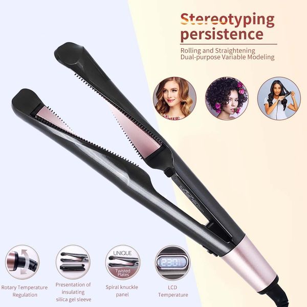 

professional electric curling iron hair curler 2 in 1 hair straightener flat irons ceramic styling tools