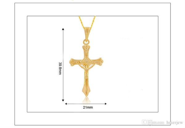 Collane con ciondoli Ciondolo a catena in oro 18 carati Gesù Croce per collana