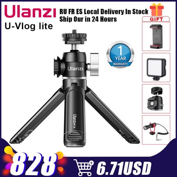 

tripods ulanzi u-vlog lite extend vlog tripod with cold shoe handle grip for smartphone sony canon nikon camera dslr