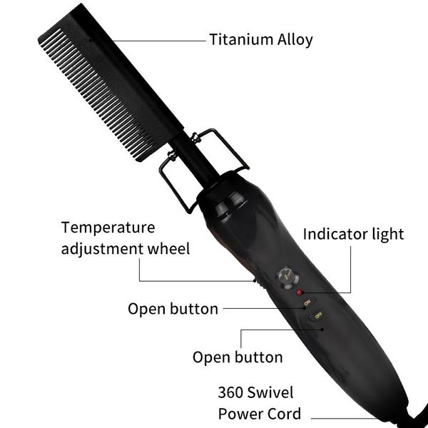 

flat brush curler styler straightener comb straight irons hair heating straightening curling corrugation iron trxtf hairclippersstore, Black