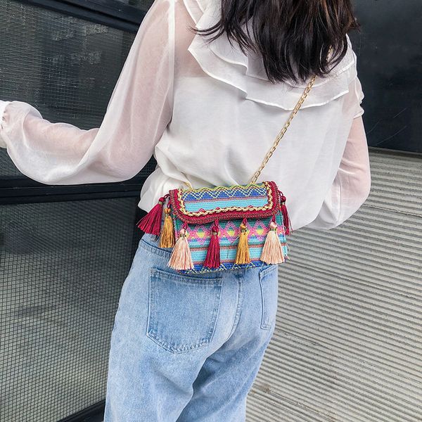 

дикая малая кисточка тканых сумок малой свежее мода плечо сумка