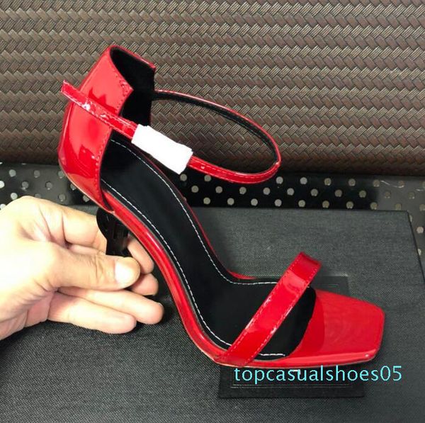 

2020 new thrill heels sandals women party dress wedding shoes letters shoes patent leather high heels summer shoes t05, Black