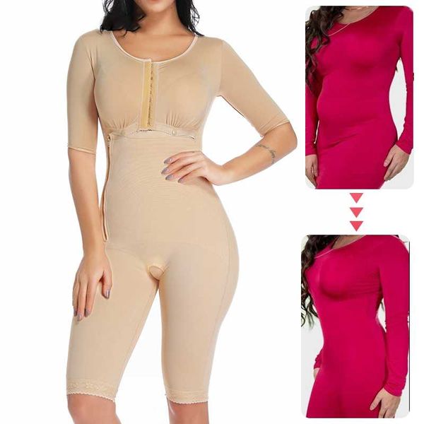 

women's shapers arm women full body shaper waist trainer slimming bodysuits postpartum corrective underwear bulifter shorts, Black;white
