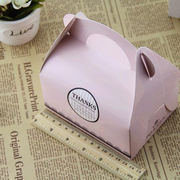 

500pcs/lot portable handle bakery cake boxes mousse cookies pastry packaging