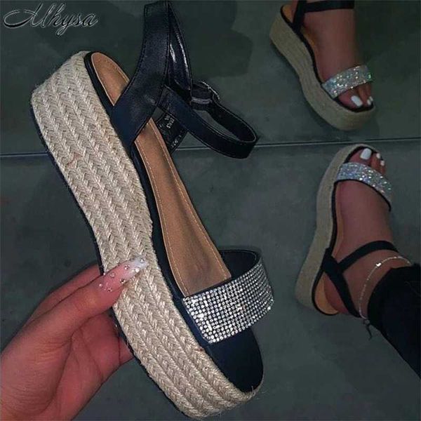 

2020 summer beach sandals women platform stitching flat shoes fashion sandals women and scatter buckle d1098, Black