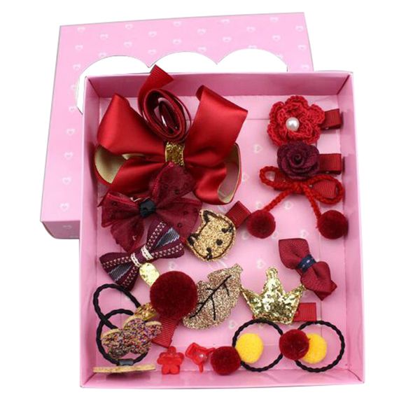 

18pcs/set children's fashion hair clip girls elastic hair accessories, Slivery;white