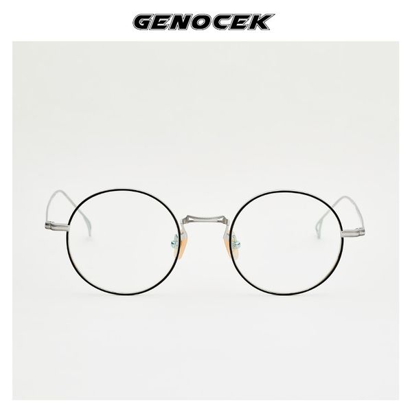 

fashion sunglasses frames 2021 round pure titanium glasses frame women vintage luxury rand prescription myopia optical eyeglasses men japan, Black