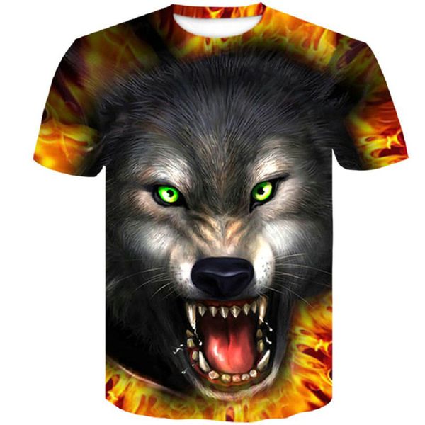 

brand wolf/tiger anime china cool big size 3d print shirts horror aesthetic funny men clothing