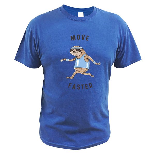 

move faster t shirt lazy sloth sport running cute animal 100% cotton comfortable tee