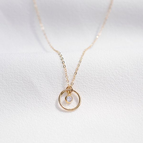 

circle necklace handmade jewelry gold filled choker pendants collier femme kolye collares zircon jewelry womens necklaces, Silver