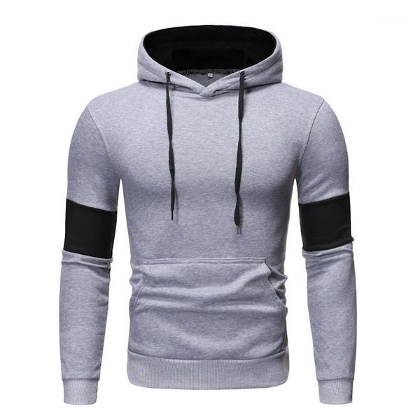 

s clothing mens hoodie fashion natural color panelled hoodies casual long sleeve loose pullovers hoodies men, Black