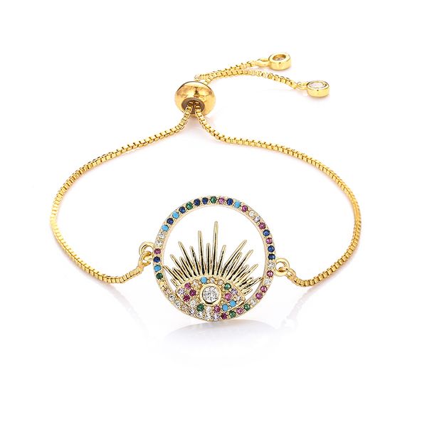 

charm bracelets fashion women's rainbow grass jewelry gold cz colorful zircon bracelet bangle adjustable chain for women, Golden;silver