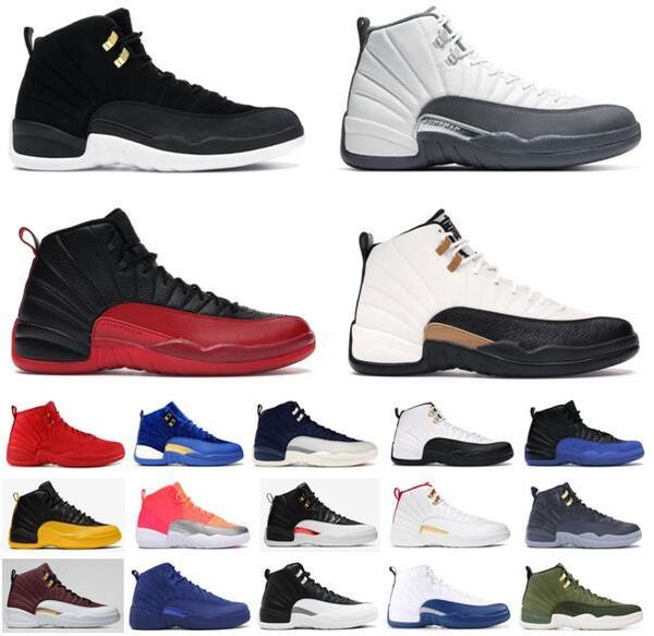 

12 jumpman men basketball shoes 12s discolor gold 12s master sports shoes with box, Black