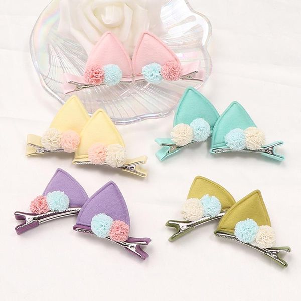 

1 pairs baby girl infant hair accessory newborn kawaii cat ear clip headwear princess cute hairpin gift lovely toddler children, Slivery;white