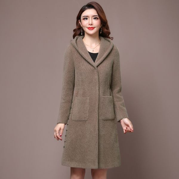 

e 2020 new autumn and winter woolen coat female mid-long new korean temperament women's popular outerwear woolen coat, Black