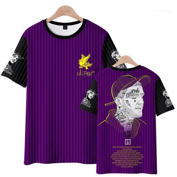 

round neck short sleeve mens striped colorful fashion mens tees lilpeep print designer mens tshirts xxxtentacion, White;black