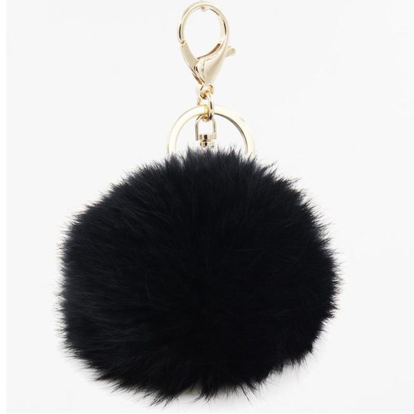 

furling 1 piece/lot 9 cm large genuine fur pom poms gold key chain fluffy real fur ball key ring 24 colors, Silver