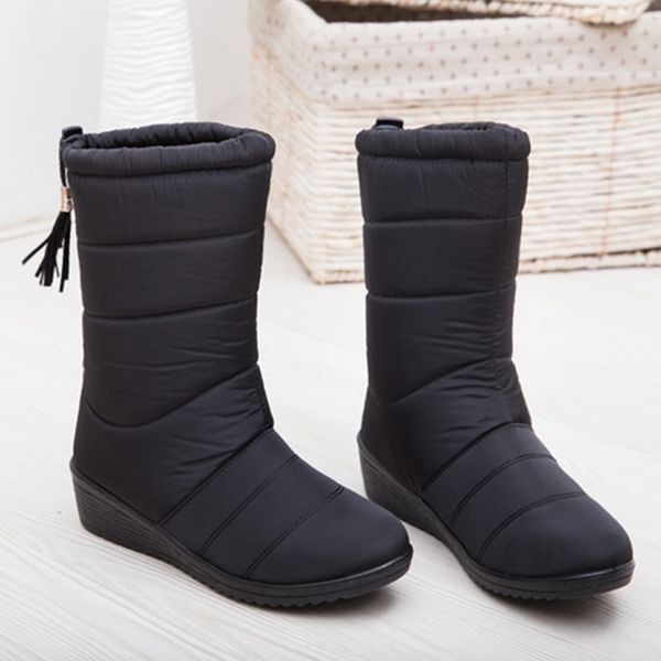 

2020 women boots winter tassel snow boots female down girls ankle ladies botas shoes woman warm fur botas mujer, Black
