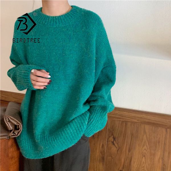 

2020 new autumn winter sweater korean version loose oversize candy color hick long sleeved knitted sweater t08127r, White;black