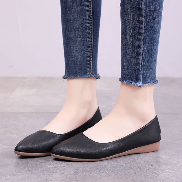 

cresfimix women fashion light weight anti skid plus size slip on flat shoes lady office spring & summer shoes zapatos a6213, Black