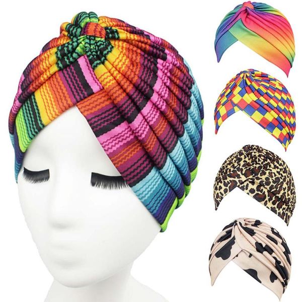 

women printing cancer chemo hat beanie scarf turban head wrap cap, Blue;gray
