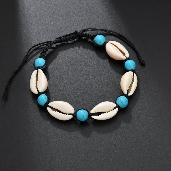 

ocean wind friendship bracelet hand knitted shell bracelet anklet female z11, Black