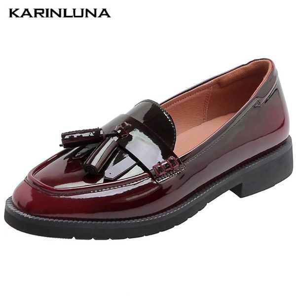

karin 2020 fashion brand shoes loafer fringe low heels microfiber slip-on round toe casual women shoes, Black