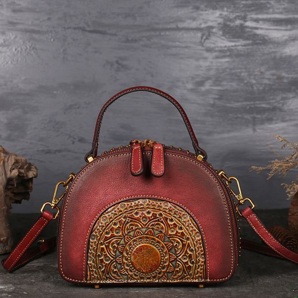

2020 luxury women genuine leather handbags ladies retro elegant shoulder messenger bag cow leather handmade womans bags vintage