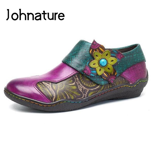

johnature genuine leather 2020 new autumn flats women shoes mixed colors zip casual round toe shallow retro sewing ladies shoes, Black