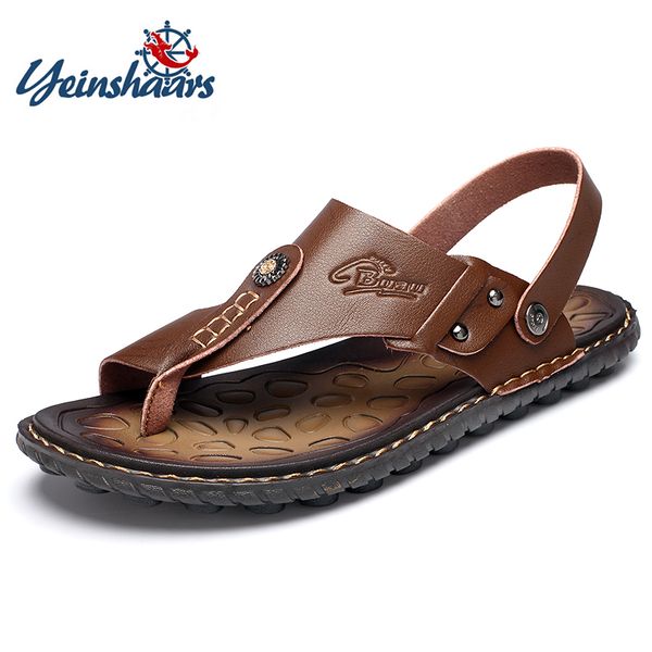 

new summer male outdoor flip flops men comfortable casual shoes leather men breathable beach shoes sandals plus size 38~47, Black