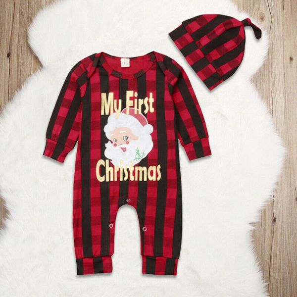 

winter autumn 2pcs girl boy christmas costume santa claus reindeer romper hat newborn baby boys romper jumpsuit outfits clothes, White