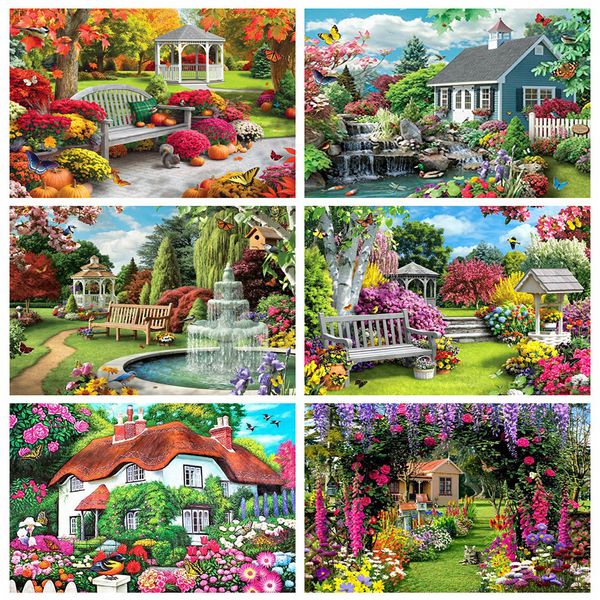 

wall art full square drill 5d diy diamond painting garden scenery embroidery cross stitch mosaic full layout home decor gift