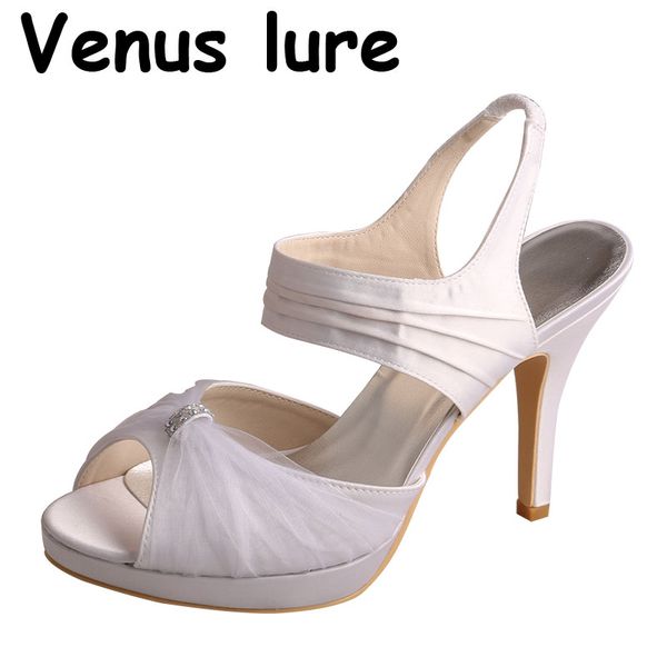 

slingback sandals for women wedding white high heeled peep toe size 9, Black