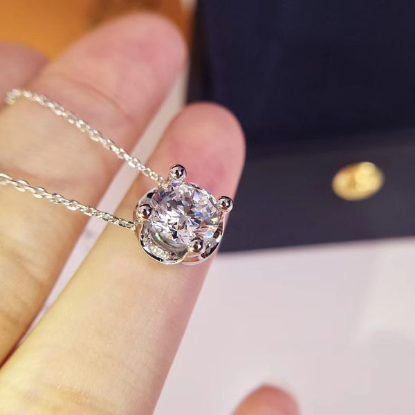 

s925 silver pendant ncecklace with large diamond in rose gold and silver plated women charm jewelry ps7007