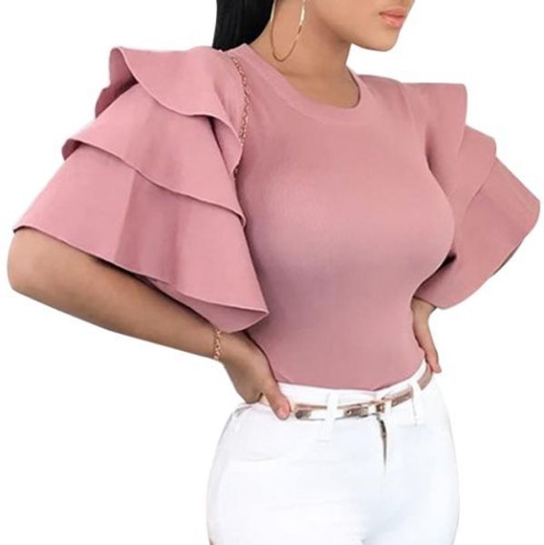 

women tshirt butterfly sleeve t-shirt fashion trendy slim t shirt ladies o-neck stylish funcy s-3xl factory direct sale, White