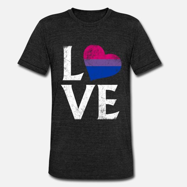

bisexual pride stacked love t shirt men customized short sleeve round collar kawaii interesting funny casual summer pattern shirt