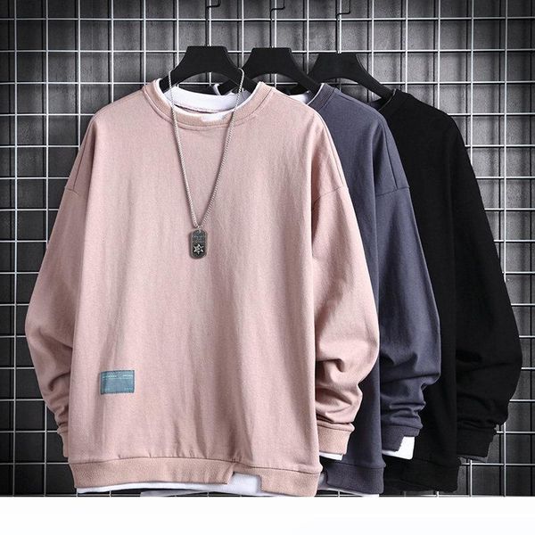 

new fashion trend men's hoodie spring and autumn casual long sleeve loose o-neck sweatshirts men's clothing, Black