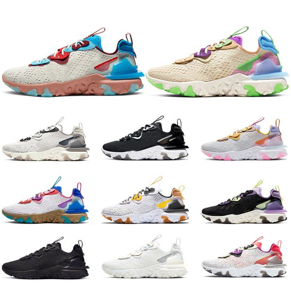 

react vision mens running shoes black white iridescent barely volt laser crimson desert oasis saffron womens sneaker trainers size 36-45