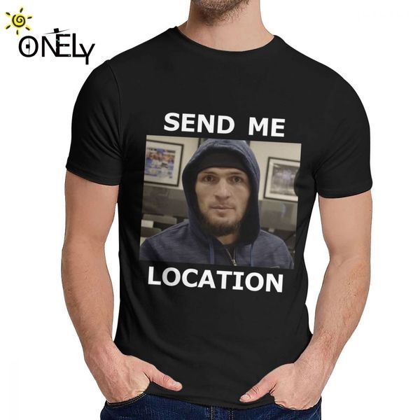 

100% cotton khabib nurmagomedov ufc send me location short sleeve stylish leisure fashion o-neck homme tee shirt
