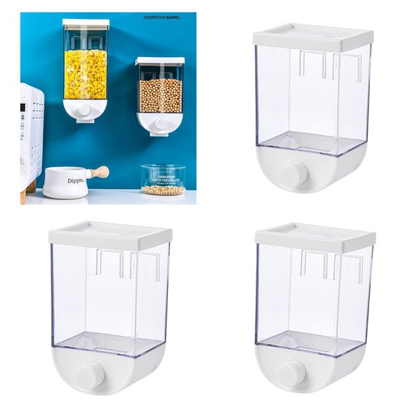 

3pcs kitchen wall mounted cereal dispenser dry food storage container 1000ml
