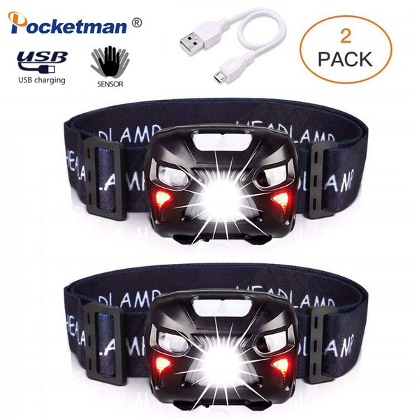 

7000lm promotion set led headlamp body motion sensor rechargeable running headflashlight camping torch light lamp with usb