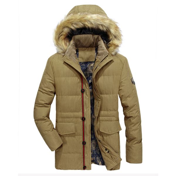 

2020 Hot Fashion Long down Men Hooded Winter Coat Men Thick Warm Mens Winter Jacket Windproof Wool Liner Parka