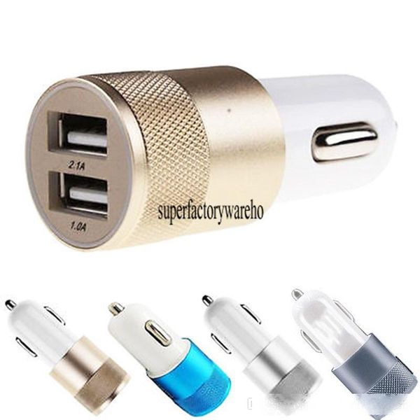 

dual usb port car charge2.1 a & 1.0 a 2 port usb car charger adapter for iphone 5 6 samsung htc xiaomi huawei cable