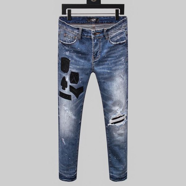 

clothes supplier amir i jeans mens luxury designer jeans brand baggy biker high waisted ripped rock miri jeans pants trousers a05, Blue