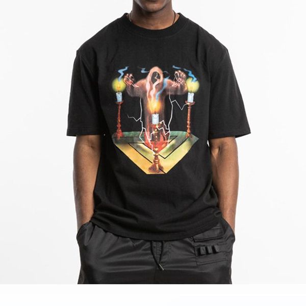 

20ss triangle halloween limited grim reaper skull printed tee solid t-shirt street short sleeves travel black summer breathable, White;black
